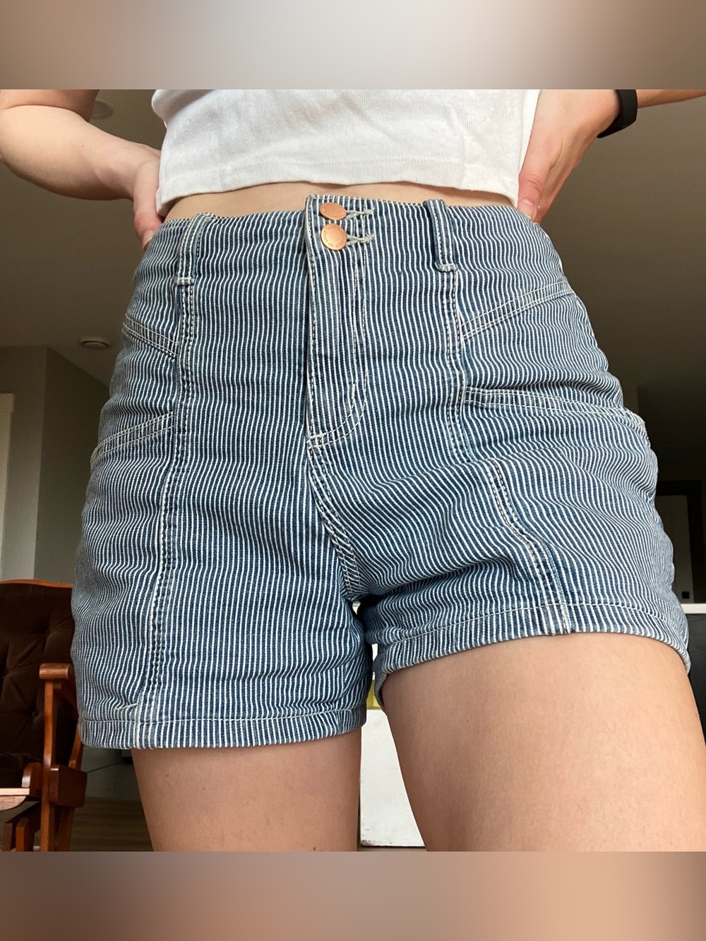 High-Rise striped shorts